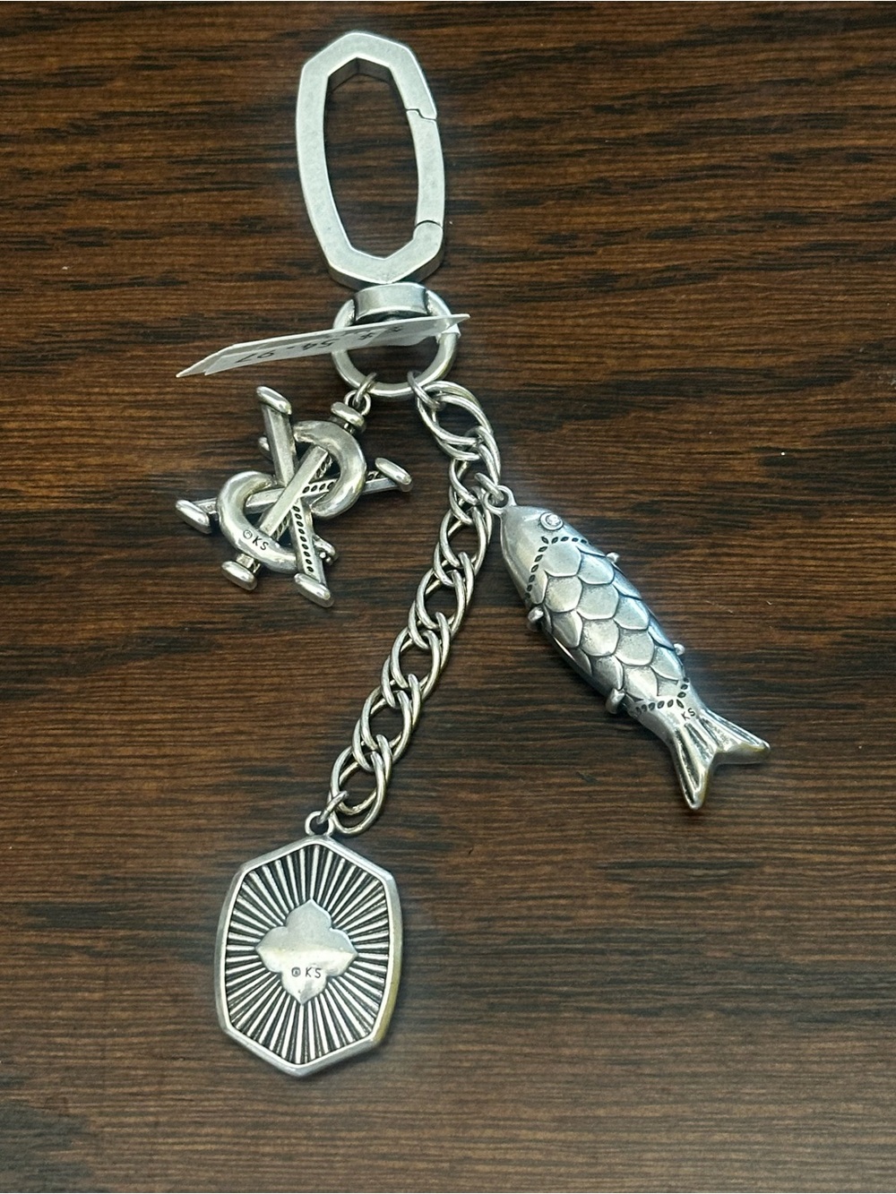 Kendra Scott Silver Sardine Bag Charm Keychain Clip On - Picture 2 of 2